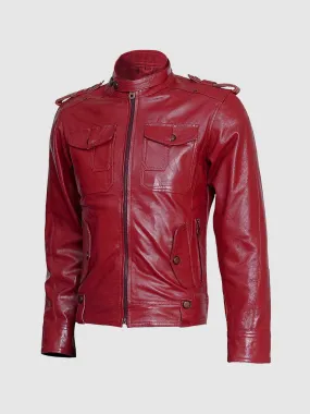 Classic Maroon Leather Jacket